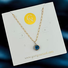 Load image into Gallery viewer, I Attract Light and Protection — Mini Paper Clip Evil Eye Necklace - Georgina Nicol
