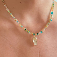 Load image into Gallery viewer, I Attract Light and Protection Wherever I Go — Opal Hamsa Necklace - Georgina Nicol
