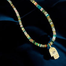 Load image into Gallery viewer, I Attract Light and Protection Wherever I Go — Opal Hamsa Necklace - Georgina Nicol
