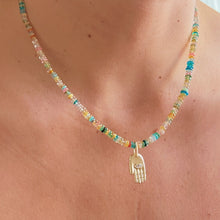 Load image into Gallery viewer, I Attract Light and Protection Wherever I Go — Opal Hamsa Necklace - Georgina Nicol

