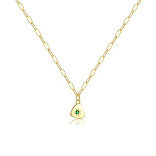 I Attract Love and Harmony — Green CZ Tiny Heart Necklace - Georgina Nicol