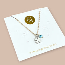 Load image into Gallery viewer, I Attract Luck and Protection — Clover &amp; Evil Eye Necklace - Georgina Nicol
