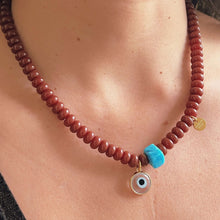 Load image into Gallery viewer, I Attract Luck, Clarity &amp; Protection — Chocolate Stone Evil Eye Necklace - Georgina Nicol
