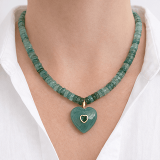 I Attract Luck, Growth & New Opportunities Green Aventurine Heart Necklace - Georgina Nicol