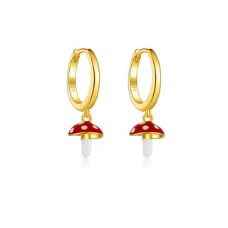 I Attract Magic and Joy — Enamel Mushroom Hoop Earrings - Georgina Nicol