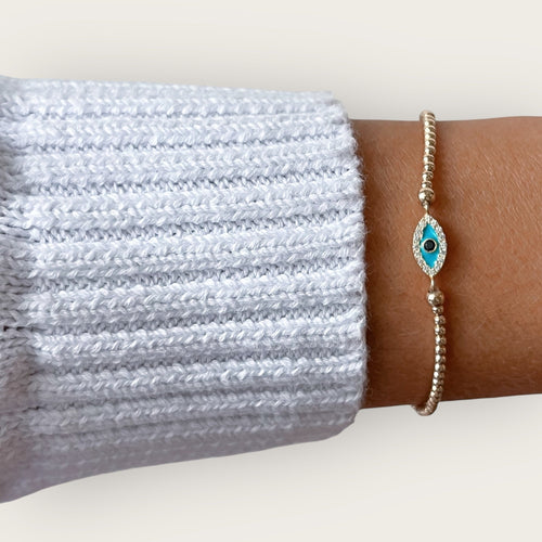 I Attract Protection and Positive Energy — Tiny Evil Eye Beaded Bracelet - Georgina Nicol