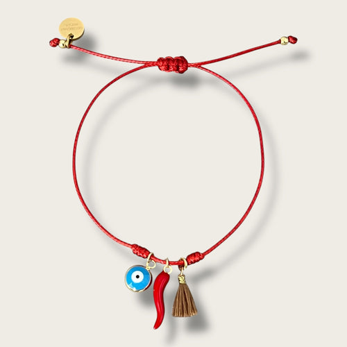 I Attract Protection, Power, and Good Fortune — Evil Eye & Cornicello Red Bracelet - Georgina Nicol