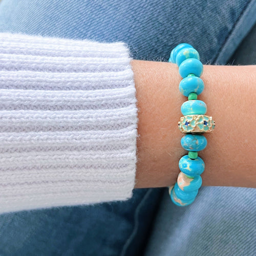 I Bloom with Grace and Light — Turquoise & Floral Bracelet - Georgina Nicol