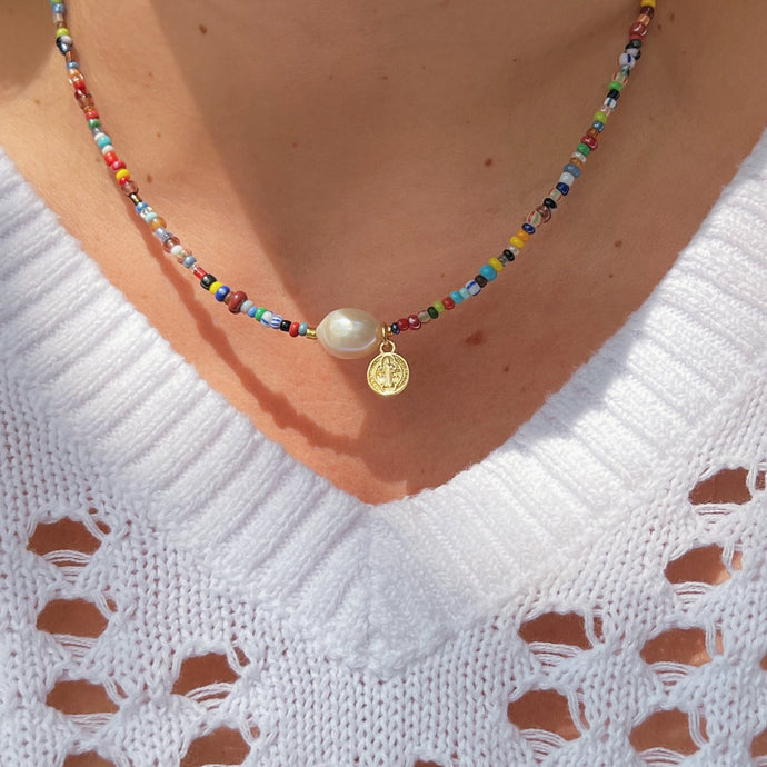I Carry Divine Protection and Peace — St. Benedict Pearl Necklace - Georgina Nicol