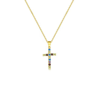 I Carry Faith and Light Within Me — Multicolor CZ Cross Necklace - Georgina Nicol
