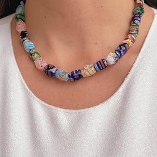 I Celebrate Color, Creativity, and Joy – Millefiori Glass Bead Necklace - Georgina Nicol