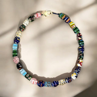 I Celebrate Color, Creativity, and Joy – Millefiori Glass Bead Necklace - Georgina Nicol