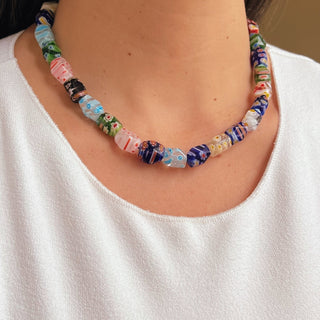 I Celebrate Color, Creativity, and Joy – Millefiori Glass Bead Necklace - Georgina Nicol