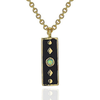 I Choose Balance and Inner Clarity — Opal Black Enamel Necklace - Georgina Nicol