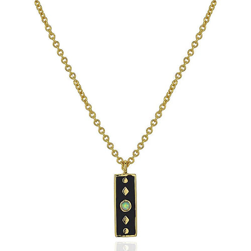 I Choose Balance and Inner Clarity — Opal Black Enamel Necklace - Georgina Nicol