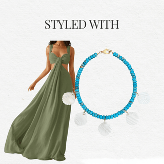 I Flow with Ocean Energy Seashell Turquoise Beaded Necklace - Georgina Nicol