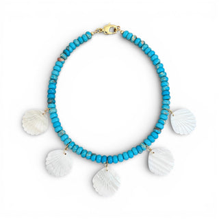 I Flow with Ocean Energy Seashell Turquoise Beaded Necklace - Georgina Nicol
