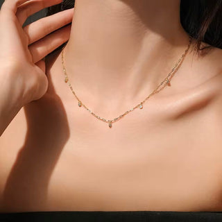I Glow with Subtle Elegance — CZ Tiny Paper Clip Chain Necklace - Georgina Nicol