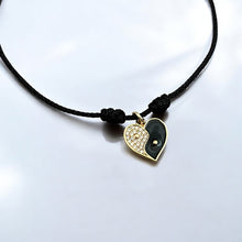 Load image into Gallery viewer, I honor my light and my shadow — both make me whole - Yin Yang Heart Bracelet - Georgina Nicol
