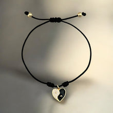 Load image into Gallery viewer, I honor my light and my shadow — both make me whole - Yin Yang Heart Bracelet - Georgina Nicol
