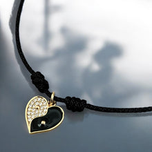 Load image into Gallery viewer, I honor my light and my shadow — both make me whole - Yin Yang Heart Bracelet - Georgina Nicol
