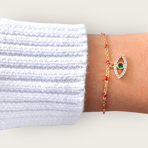 I Know I’m Protected — and That’s Power — Red Enamel Evil Eye Bracelet - Georgina Nicol