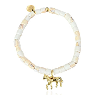 I Move with Freedom and Grace — White Heishi Beaded Horse Bracelet - Georgina Nicol