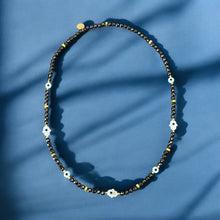 Load image into Gallery viewer, I Radiate Divine Protection and Elegance — Hematite Evil Eye &amp; Hamsa Convertible Stretch Necklace - Bracelet - Georgina Nicol
