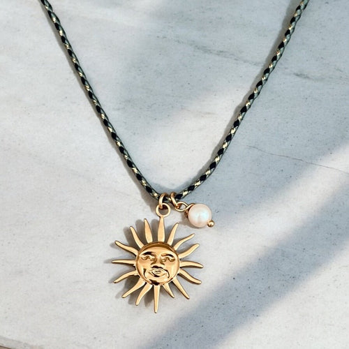 I Radiate Light and Power – Sun Pendant Necklace with Freshwater Pearl – Limited Edition - Georgina Nicol