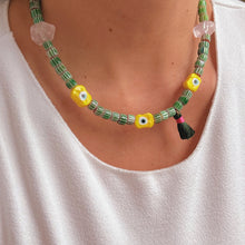 Load image into Gallery viewer, I Radiate Love, Joy, and Protection – Rose Quartz &amp; Yellow Evil Eye Necklace (One of a Kind) - Georgina Nicol
