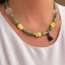 Load image into Gallery viewer, I Radiate Love, Joy, and Protection – Rose Quartz &amp; Yellow Evil Eye Necklace (One of a Kind) - Georgina Nicol
