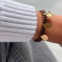 Load image into Gallery viewer, I Radiate Peace, Love, and Feminine Power — Braided Gold Charms Bracelet - Georgina Nicol
