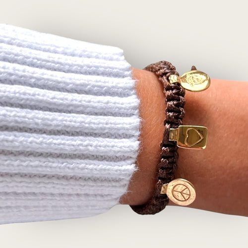 I Radiate Peace, Love, and Feminine Power — Braided Gold Charms Bracelet - Georgina Nicol