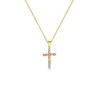 I Shine with Faith and Joy — Multicolor CZ Cross Necklace - Georgina Nicol
