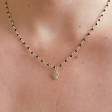 Load image into Gallery viewer, I Trust My Path — Black Spinel Hamsa Necklace - Georgina Nicol
