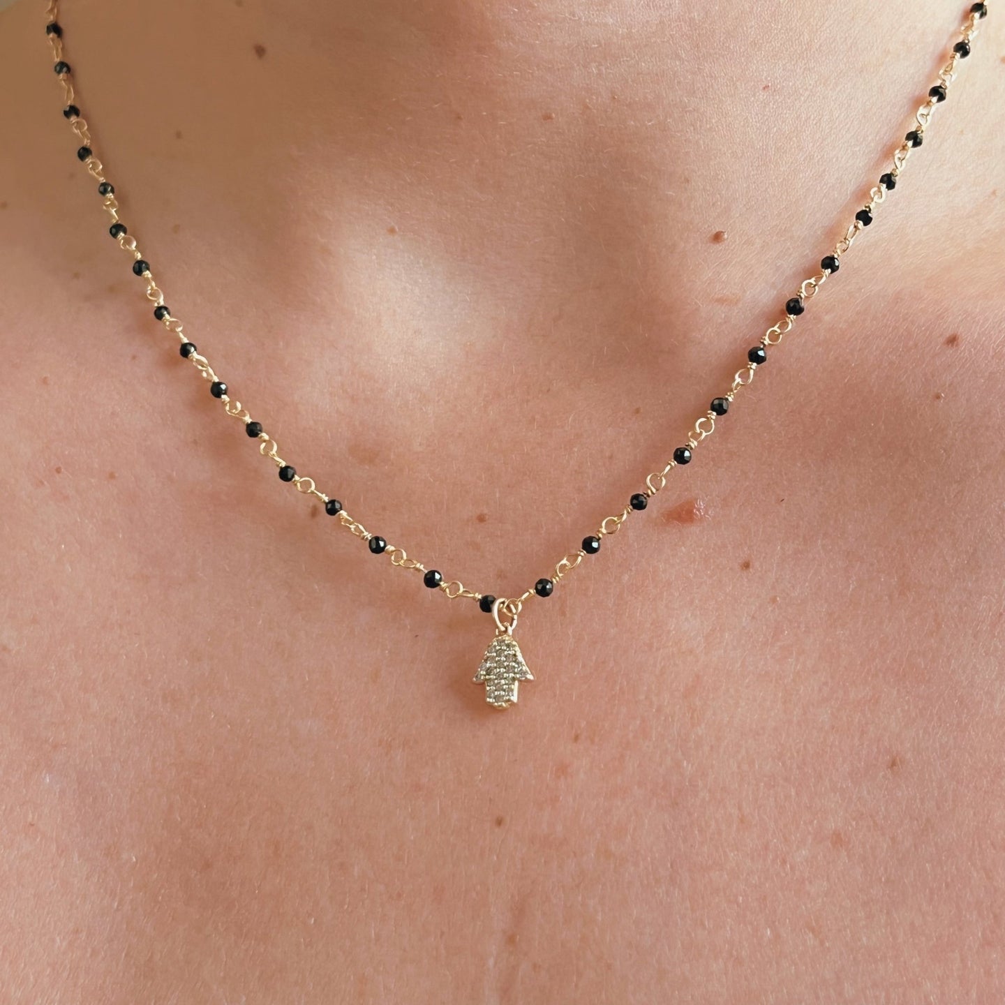 I Trust My Path — Black Spinel Hamsa Necklace - Georgina Nicol
