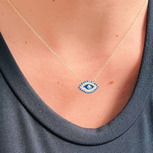 Load image into Gallery viewer, I Walk Protected by Intention — Blue CZ Evil Eye Necklace - Georgina Nicol
