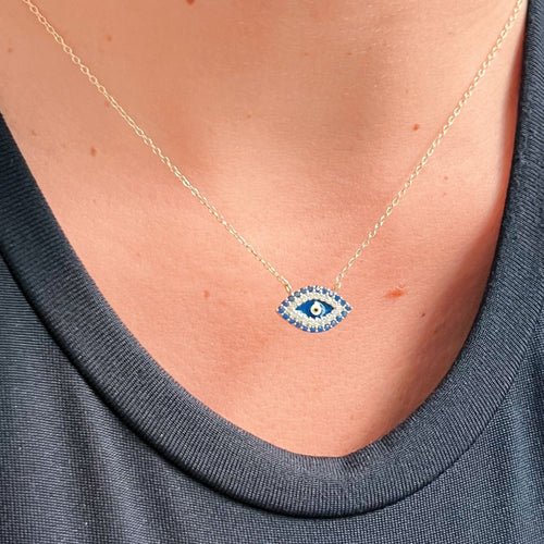 I Walk Protected by Intention — Blue CZ Evil Eye Necklace - Georgina Nicol