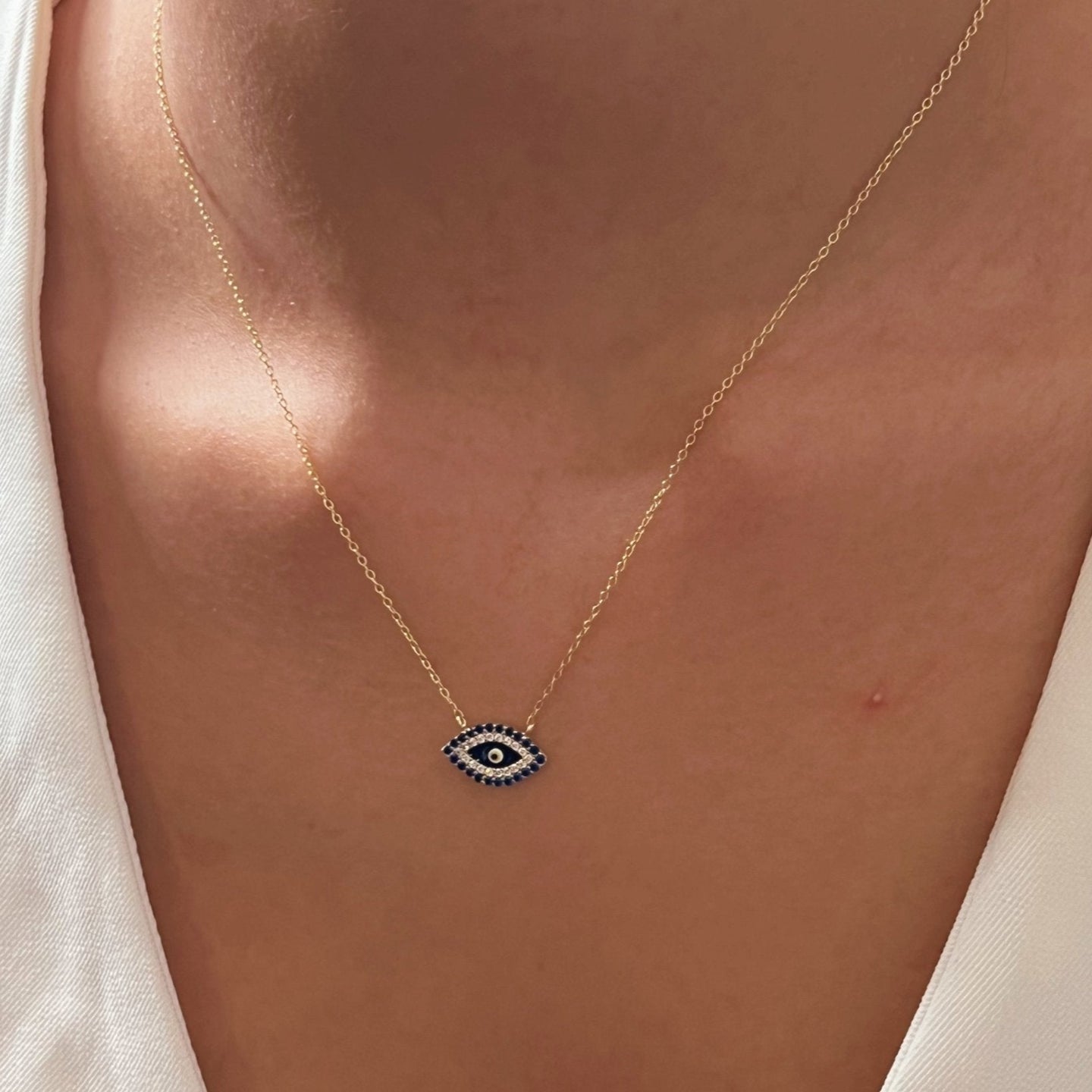 I Walk Protected by Intention — Blue CZ Evil Eye Necklace - Georgina Nicol