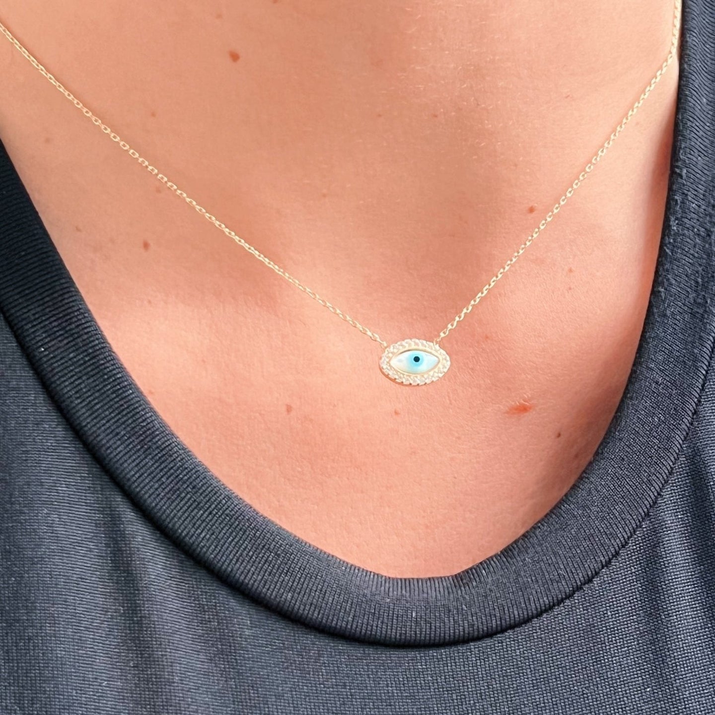 I Walk Protected — Mini CZ Evil Eye Necklace - Georgina Nicol