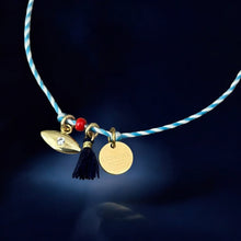 Load image into Gallery viewer, I Wear Protection, Purpose, and Peace — Gold Evil Eye Cord Bracelet - Georgina Nicol
