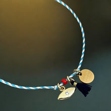 Load image into Gallery viewer, I Wear Protection, Purpose, and Peace — Gold Evil Eye Cord Bracelet - Georgina Nicol
