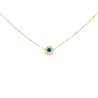 I Wear Protection with Elegance — Mother - of - Pearl Evil Eye Necklace - Georgina Nicol