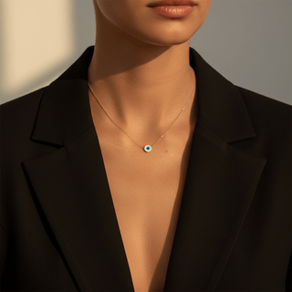 I Wear Protection with Elegance Mother - of - Pearl Evil Eye Necklace - Georgina Nicol