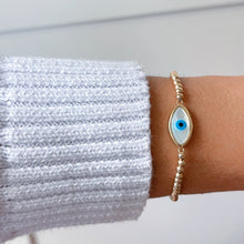 Load image into Gallery viewer, I Welcome Protection and Elegance — Mother of Pearl Evil Eye Bracelet - Georgina Nicol
