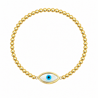 I Welcome Protection and Elegance — Mother of Pearl Evil Eye Bracelet - Georgina Nicol
