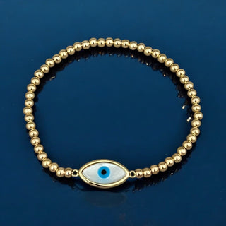 I Welcome Protection and Elegance — Mother of Pearl Evil Eye Bracelet - Georgina Nicol