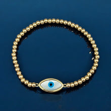 Load image into Gallery viewer, I Welcome Protection and Elegance — Mother of Pearl Evil Eye Bracelet - Georgina Nicol
