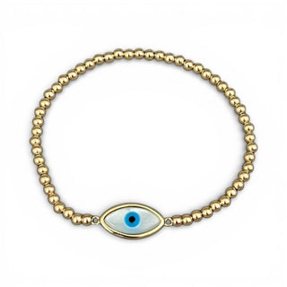 I Welcome Protection and Elegance — Mother of Pearl Evil Eye Bracelet - Georgina Nicol