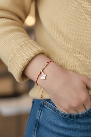 I Welcome Transformation and Joy — Red String Butterfly Bracelet - Georgina Nicol